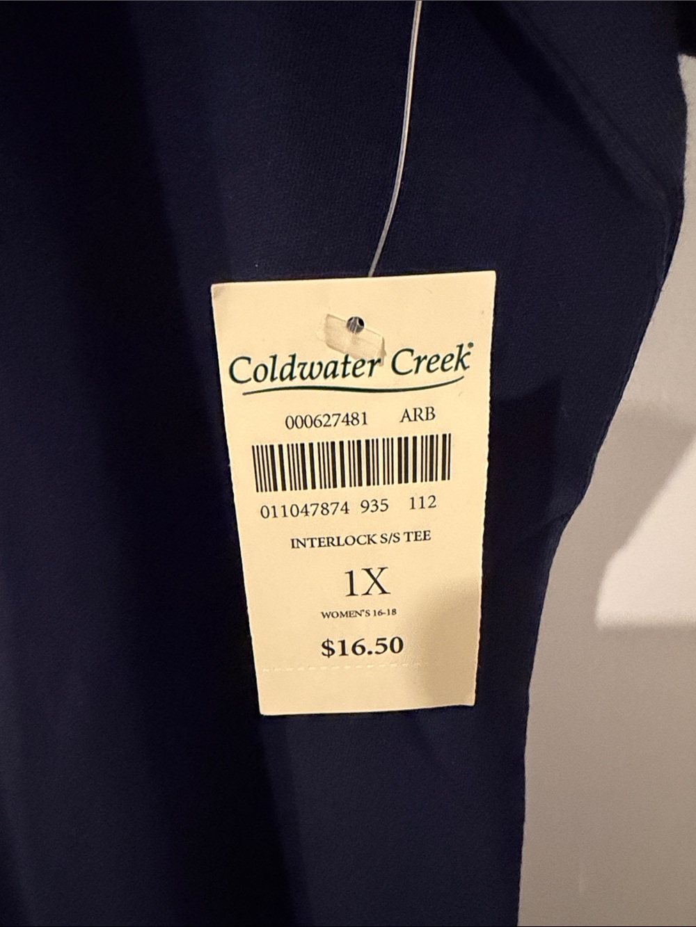NWT Coldwater Creek Women’s Navy Crewneck Short Sleeve Tee - Picture 3 of 4